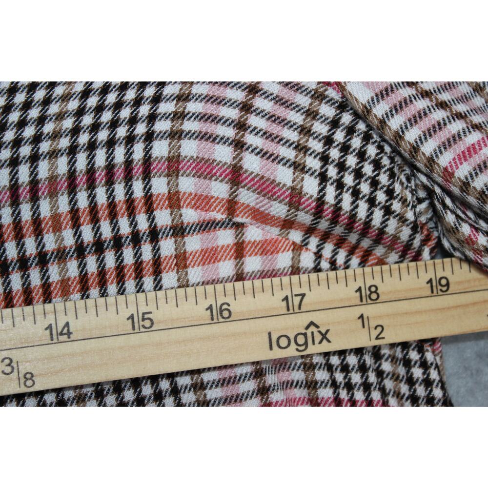 J. Jill Ruffled Plaid Button Front‎  Pink/Orange/Black Super Soft Size Medium - Picture 5 of 8